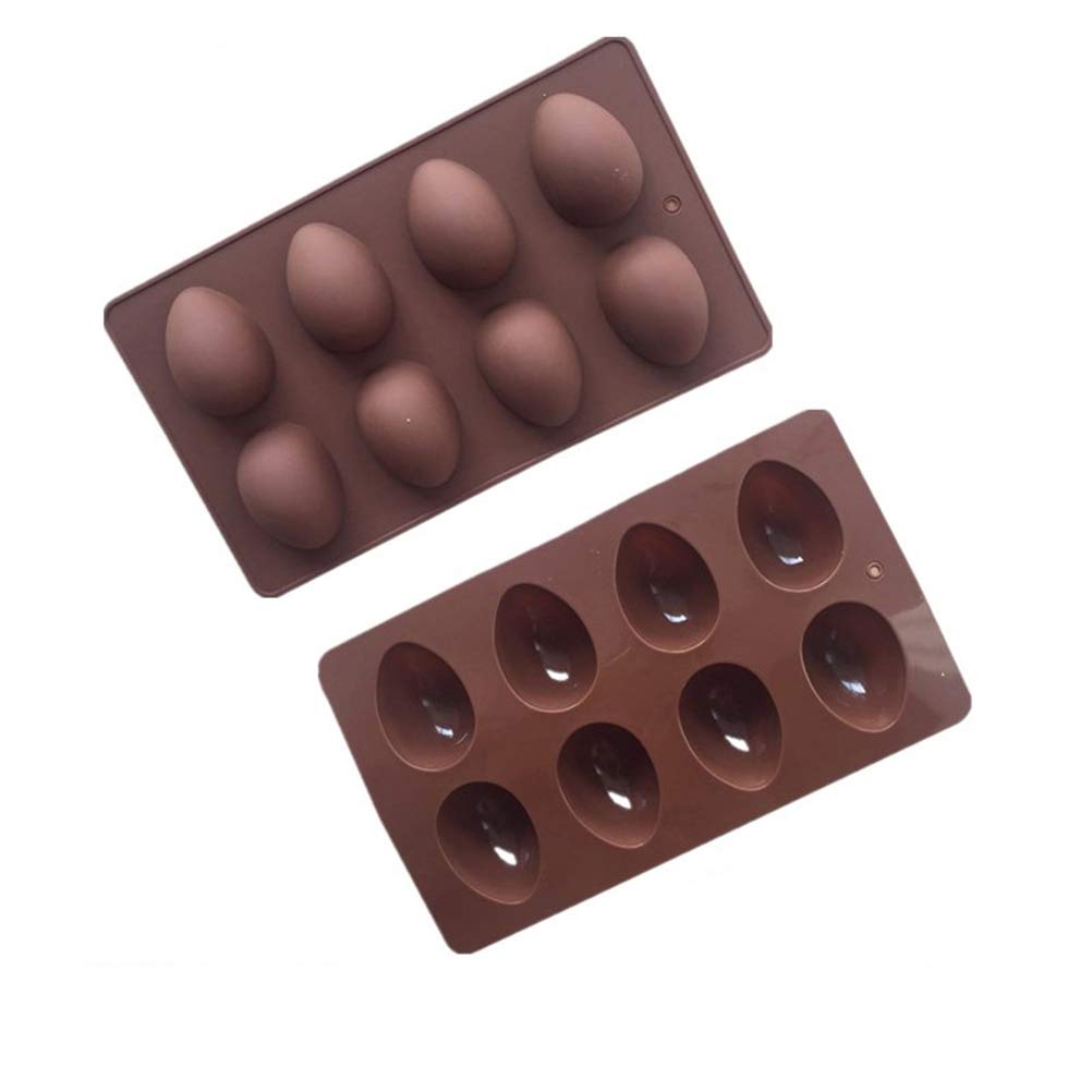 INOOMP 2-Pack 8-Cavity Egg Shaped Silicone Molds for Easter - Perfect for Making Chocolate Candies, DIY Desserts & Holiday Baking (Easter Egg Candy Molds, Chocolate Molds, Baking Supplies)