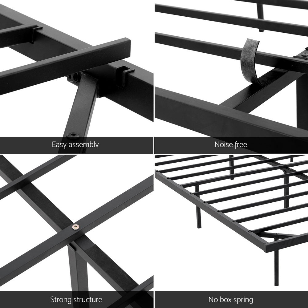 King Size Bed Frame - Floating Metal Platform Bed with Smart LED Lights, Sturdy Steel Construction, Noise-Free Design, Tool-Free Assembly (300KG Capacity) - Perfect for Master Bedrooms, Guest Rooms & Luxury Hotels