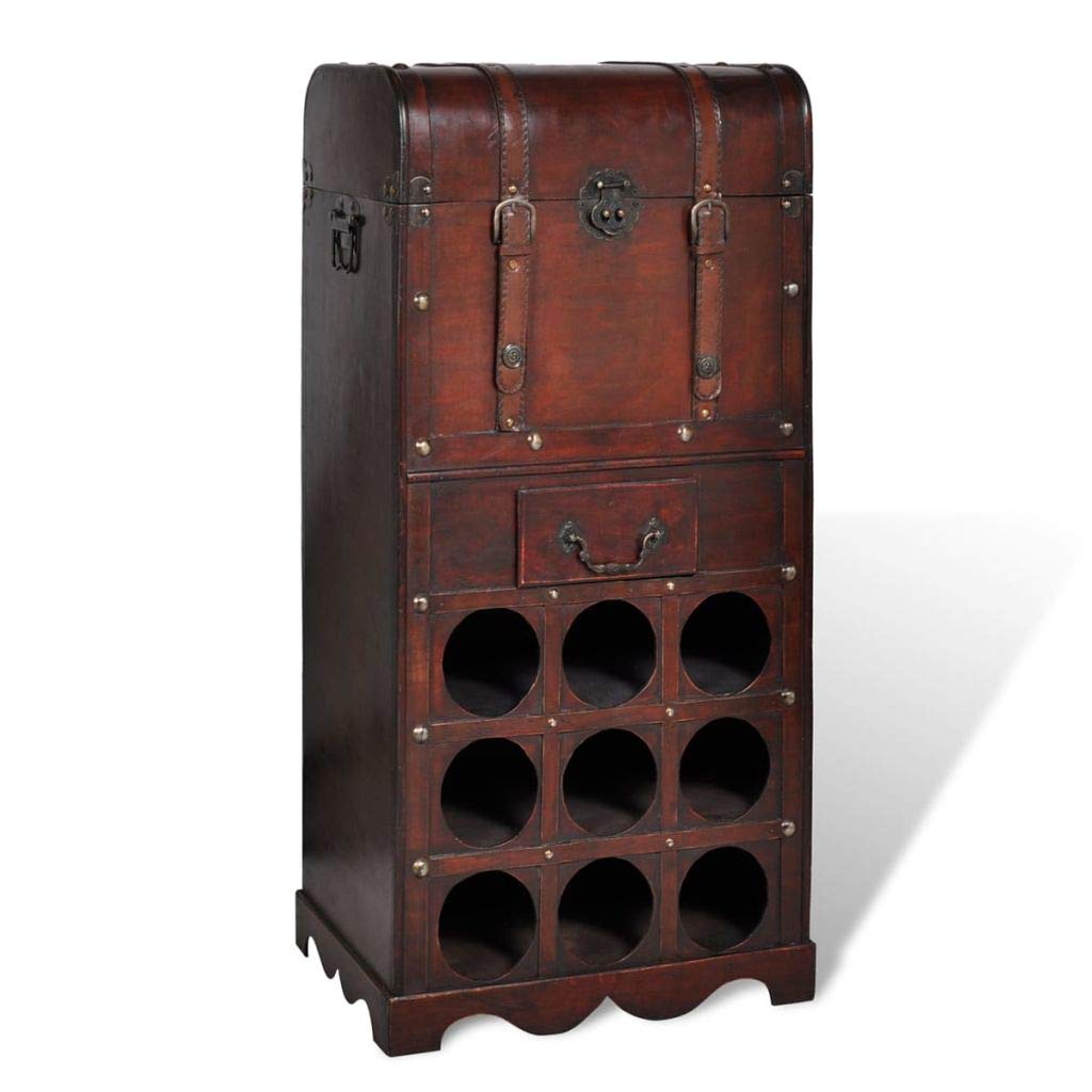 H.BETTER 9-Bottle Wooden Wine Rack - Freestanding Floor Wine Holder with Storage | Perfect for Kitchen, Dining Room & Wine Cellar Organization