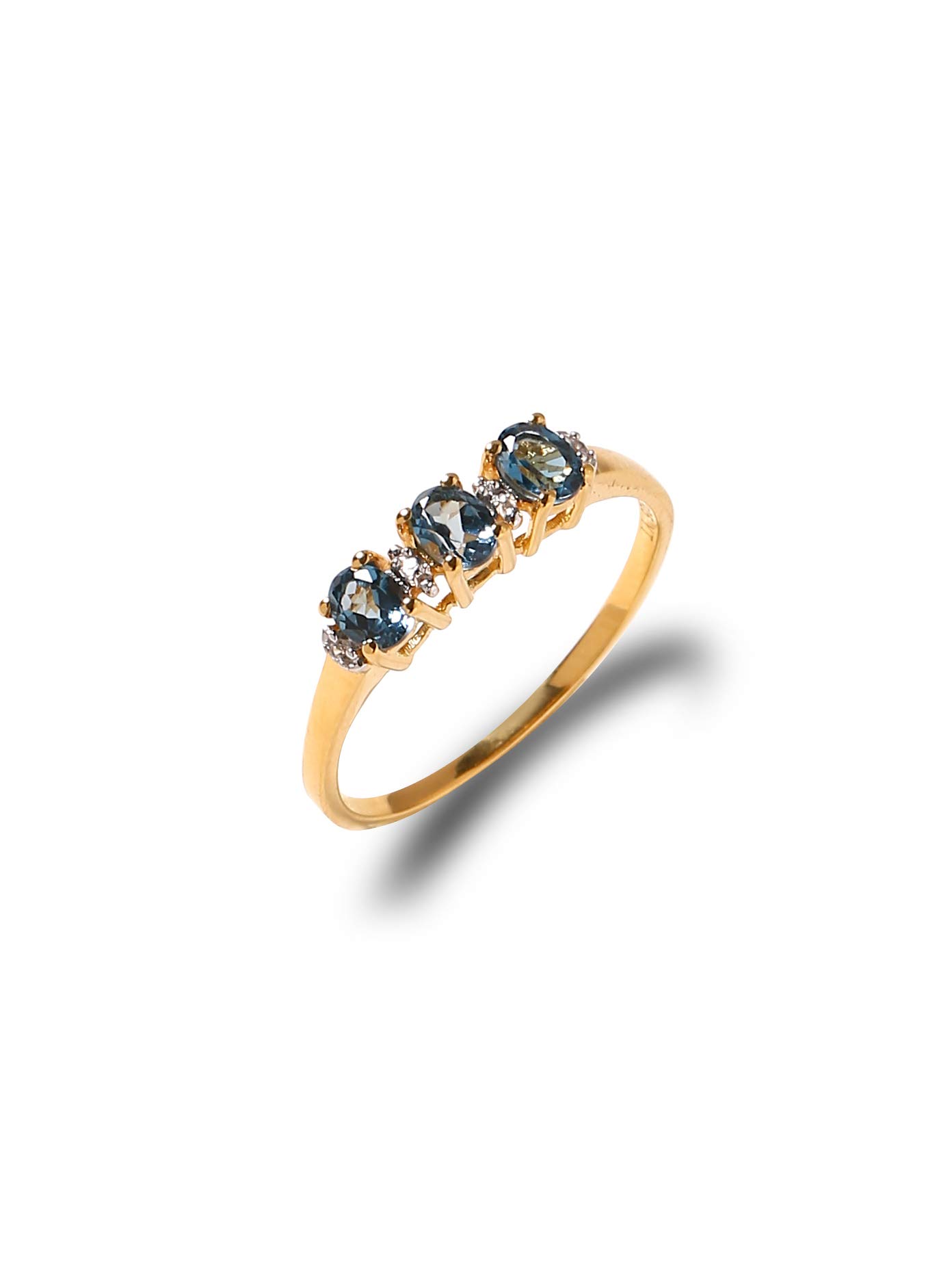 YoTreasure 0.46 ct London Blue Topaz 10K Gold Eternity Band Ring for Women - Elegant Wedding, Anniversary, or Everyday Jewelry Gift