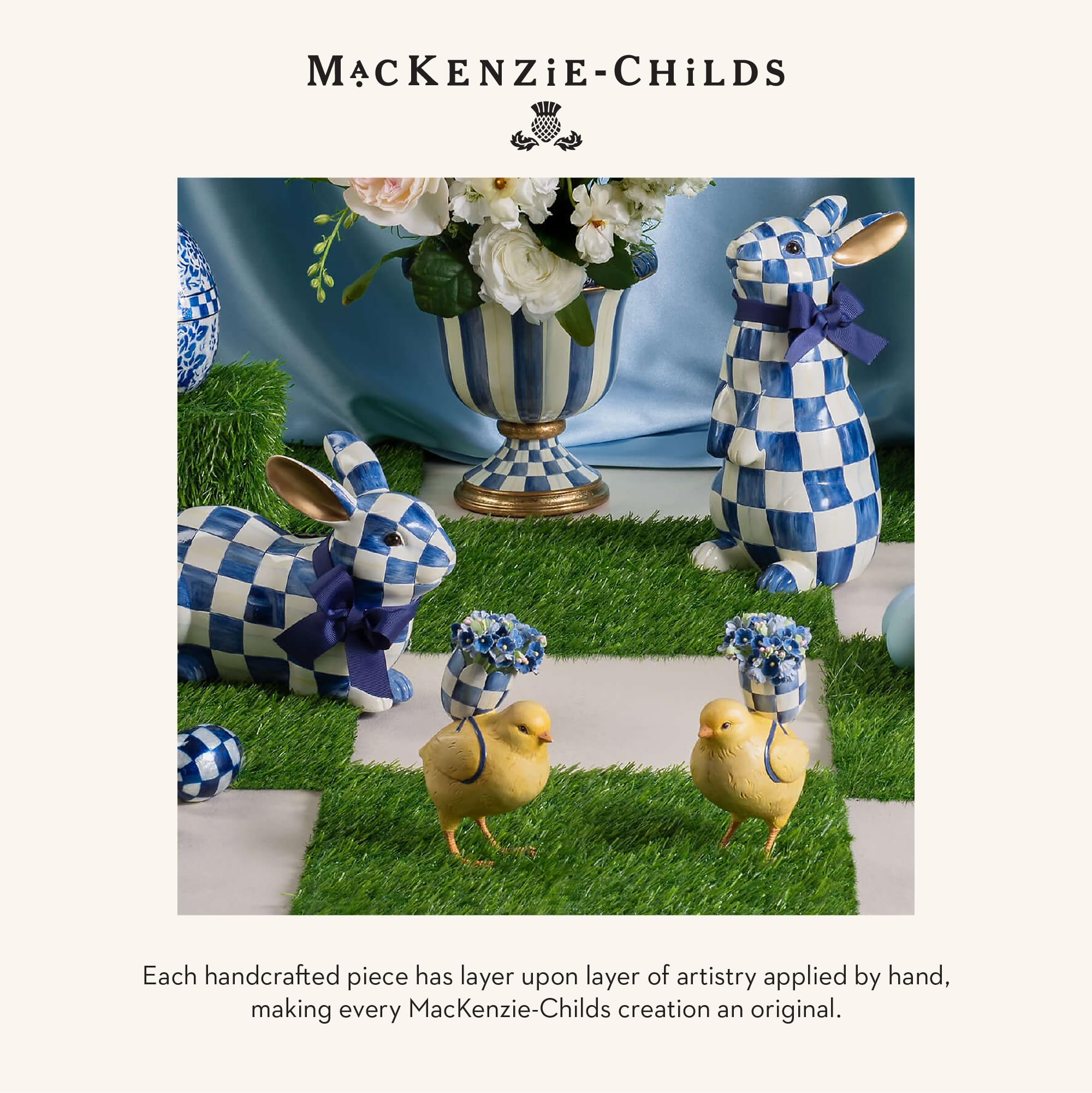 MacKenzie-Childs Forget-Me-Not Chick Figurine - Adorable Baby Chicken Decor for Spring & Easter - Perfect for Home, Tabletop, and Seasonal Display