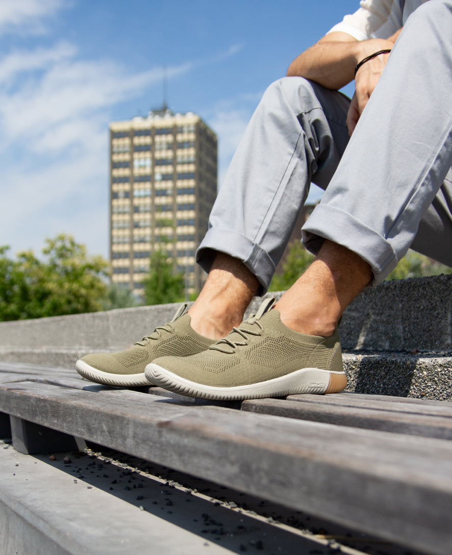 Men's KNX Knit Sneakers - Lightweight Comfortable Walking Shoes | Martini Olive/Plaza Taupe Color | Perfect for Casual Wear, Gym & Outdoor Activities