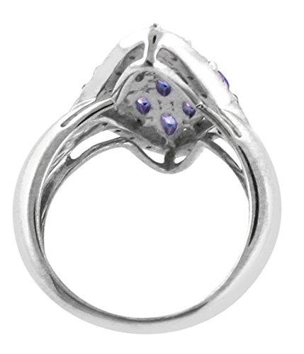 925 Sterling Silver Marquise Cut Tanzanite Engagement Ring for Women - 2.40 Carat Total Weight, Elegant Cluster Design - Perfect for Proposals, Anniversaries & Special Occasions