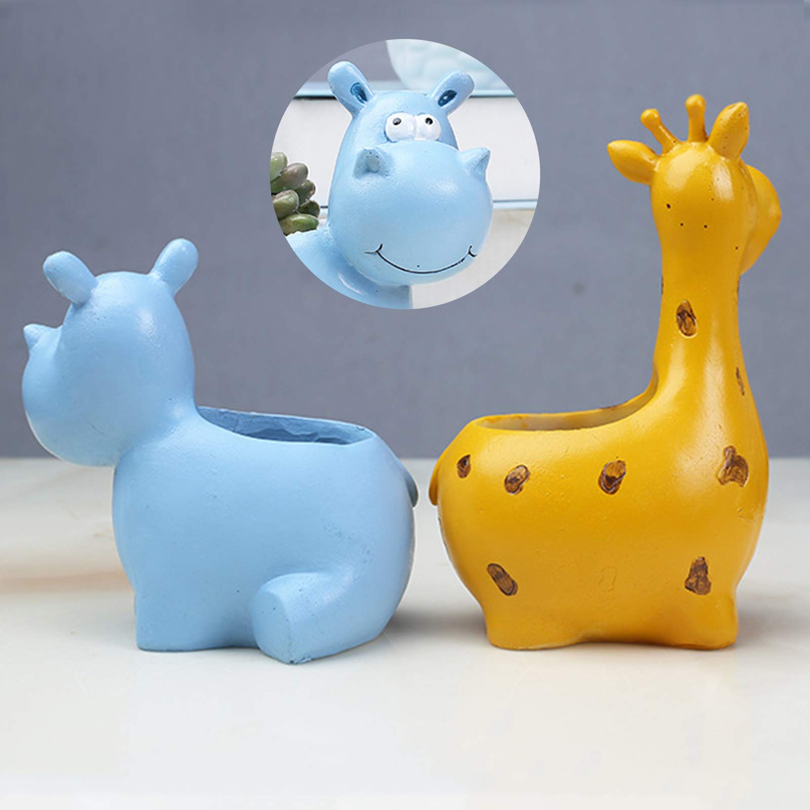 Handmade Mini Giraffe Resin Flower Pot - Creative Succulent Planter, Cactus Bonsai Container, Small Desk Decor (Yellow) | Perfect for Home Office Decor, Windowsill Gardens & Gift Ideas
