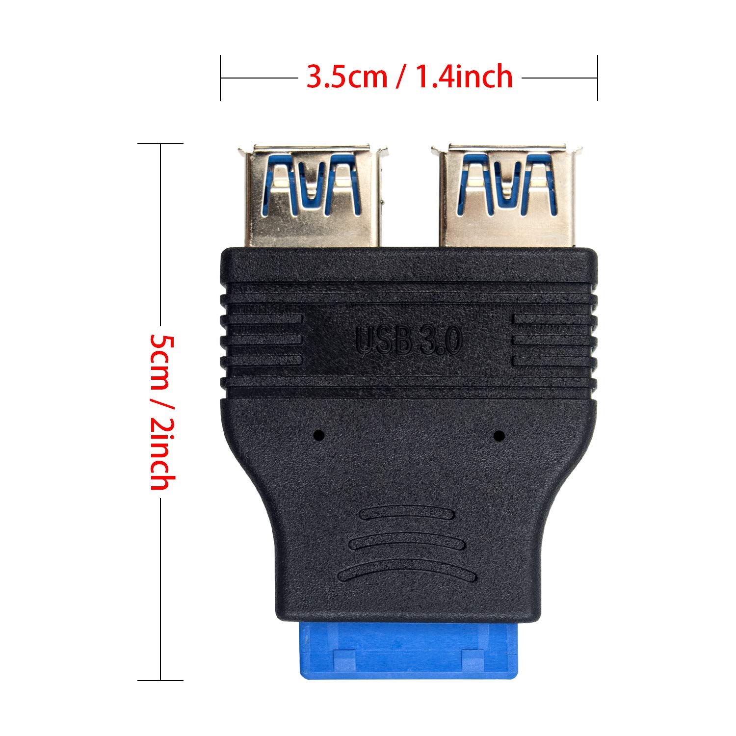 Duttek USB 3.0 to USB 2.0 Motherboard Adapter, 20-Pin Internal Splitter, Blue, Compatible with Windows, Ideal for PC Builds and Upgrades