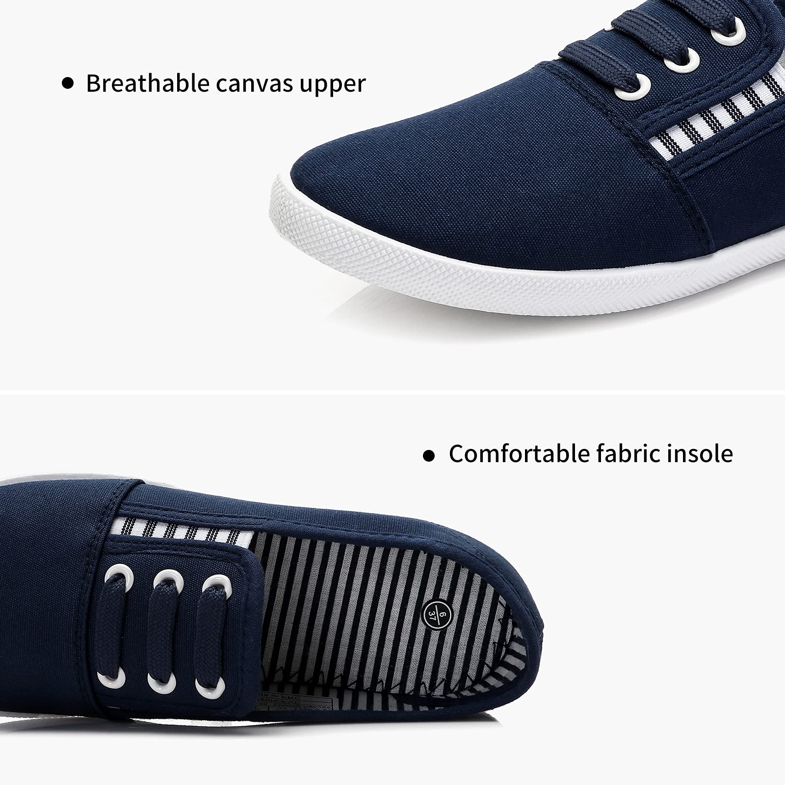 Women's Casual Canvas Slip-On Sneakers - Breathable Walking Shoes for Women, Non-Slip Flat Dress Shoes for Work & Tennis | Perfect for Office, Travel & Everyday Wear