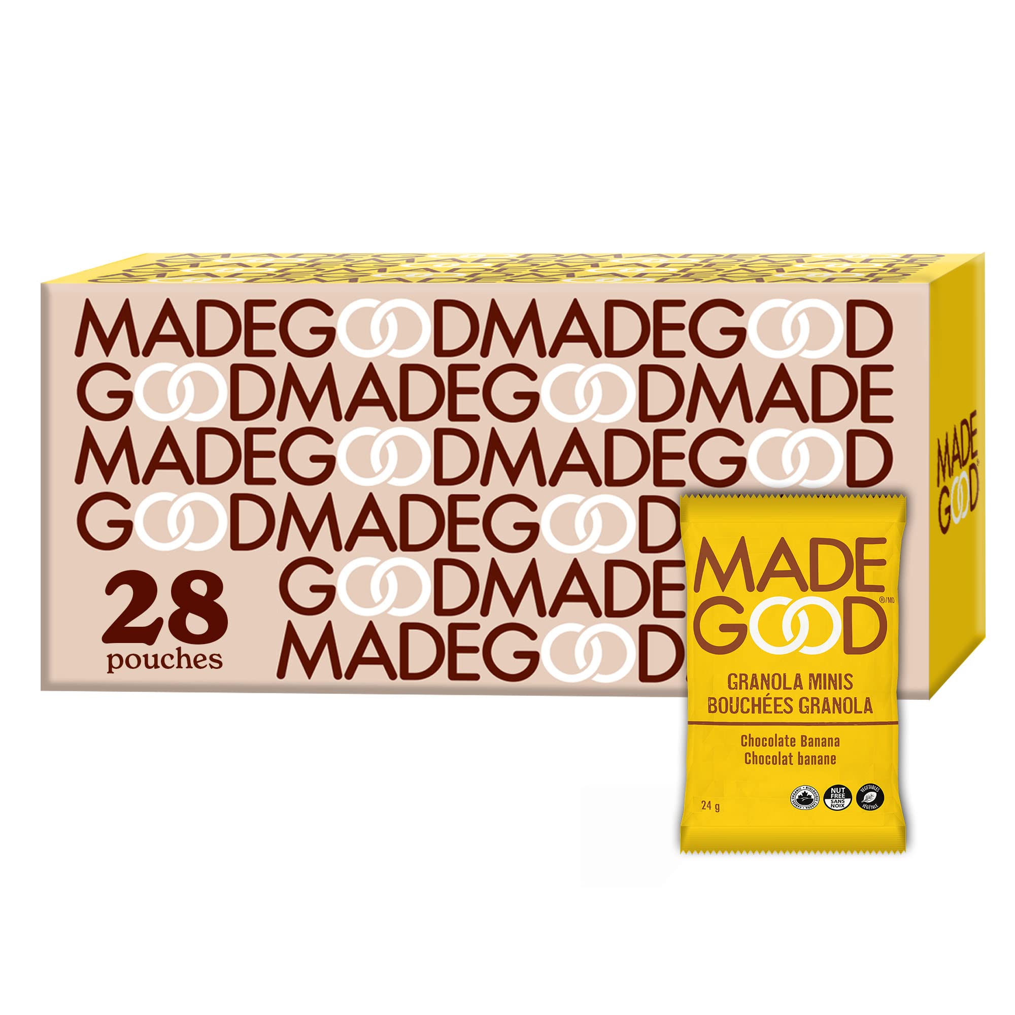 MadeGood Granola Minis, Chocolate Banana Flavor, 28 Count (24g Each) - Gluten Free, Vegan, School Safe Snacks - Perfect for Lunchboxes, On-the-Go & Healthy Kids Snacking