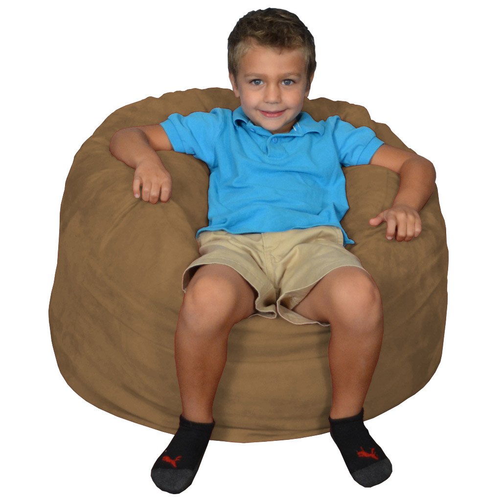 Comfy Sacks Kids Memory Foam Bean Bag Chair - Soft Cocoa Micro Suede for Boys & Girls - Perfect for Bedroom, Playroom & Dorm Room Relaxation