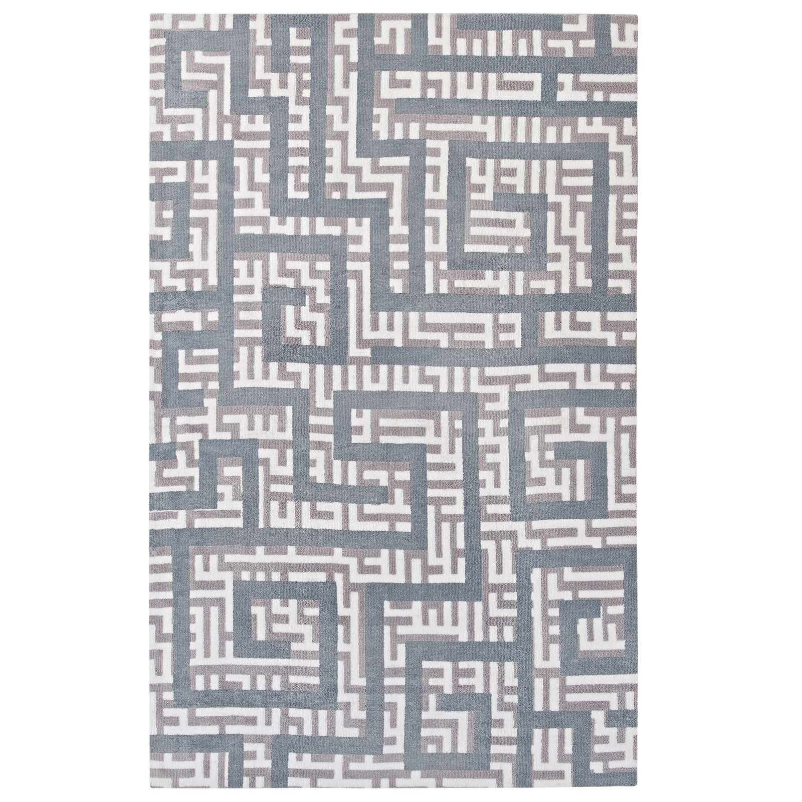 Modern Contemporary Urban Living Room Area Rug - Soft Fabric Carpet Runner in Multi-Gray Shades for Lounge, Bedroom & Hallway Decor
