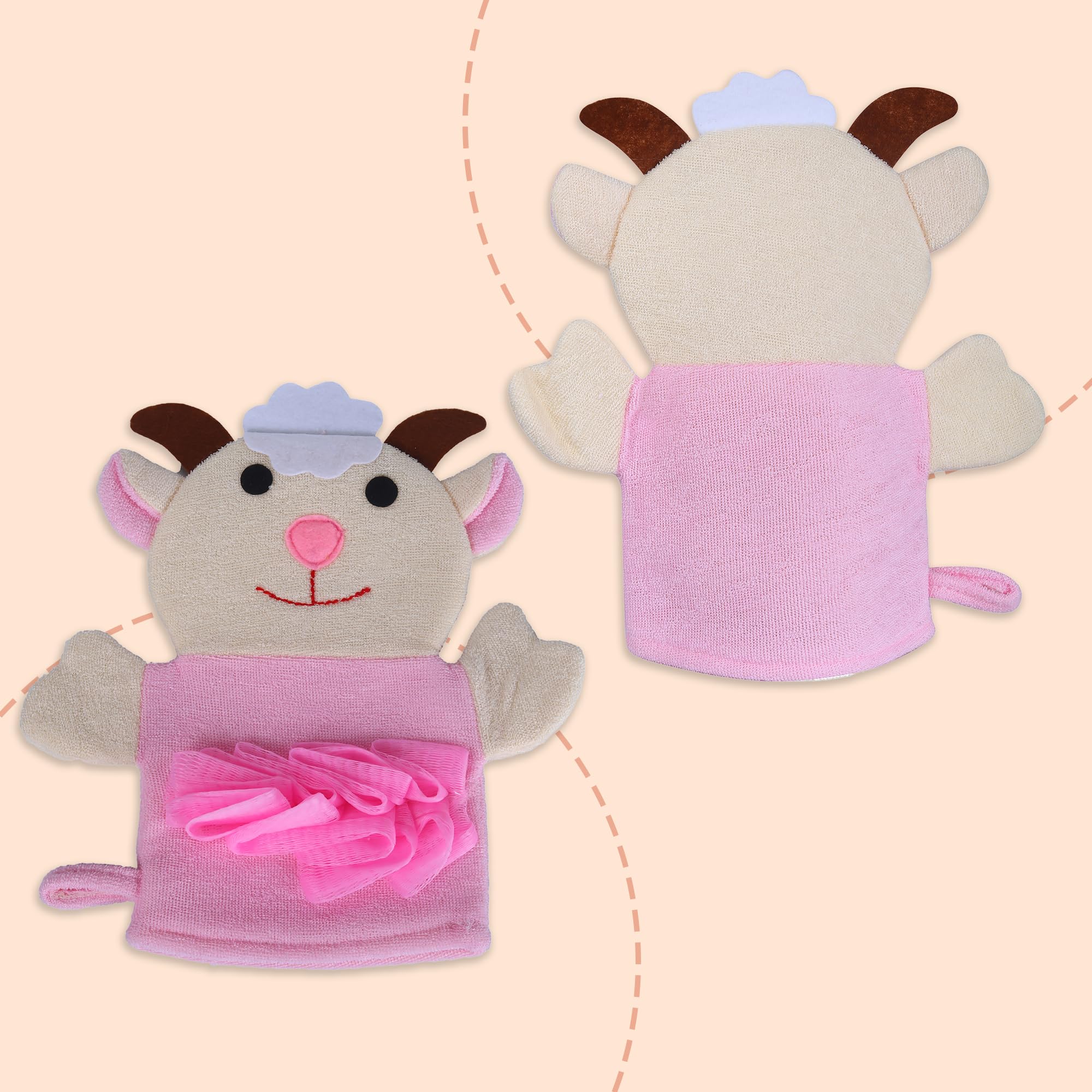 Baby Cow Hand Puppet Wash Mitt for Kids - Soft Terry Cloth Bath Gloves for Baby & Toddler Care