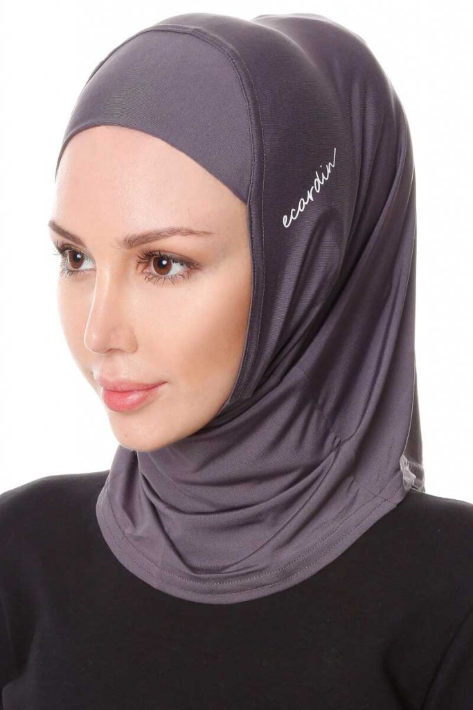 Breathable Grey Sports Hijab for Women - Modest Workout Headscarf for Running, Yoga & Gym - Lightweight & Moisture-Wicking