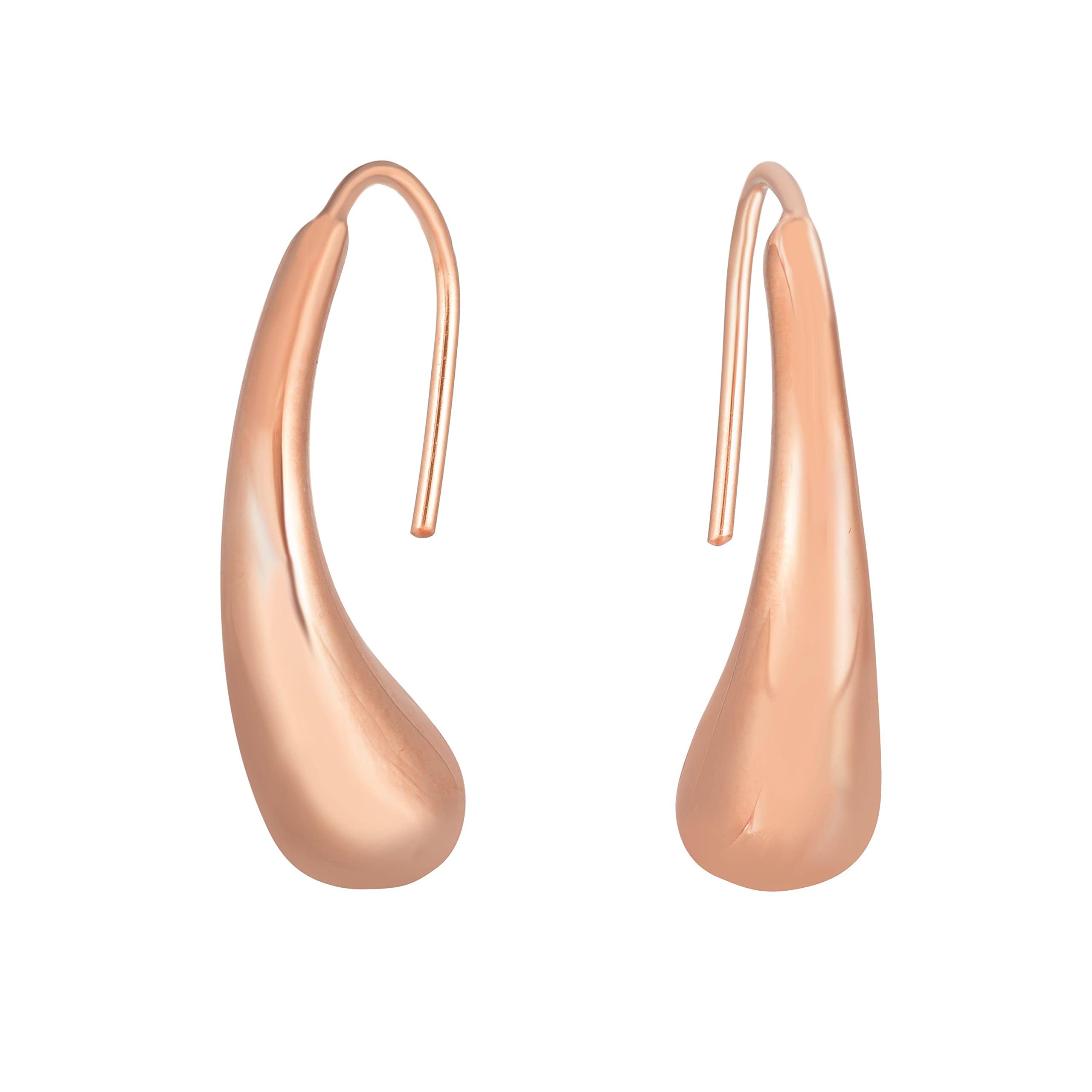 14K Rose Gold Polished Graduated Drop Earrings for Women - Elegant Dangle Earrings for Wedding, Party & Special Occasions