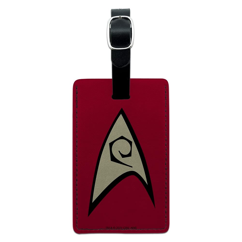 Star Trek Engineering Shield Rectangle Leather Luggage Tag - Durable Carry-On ID Tag for Travel Bags, Suitcases & Backpacks - Perfect for Business Trips, Vacations & Air Travel Accessories