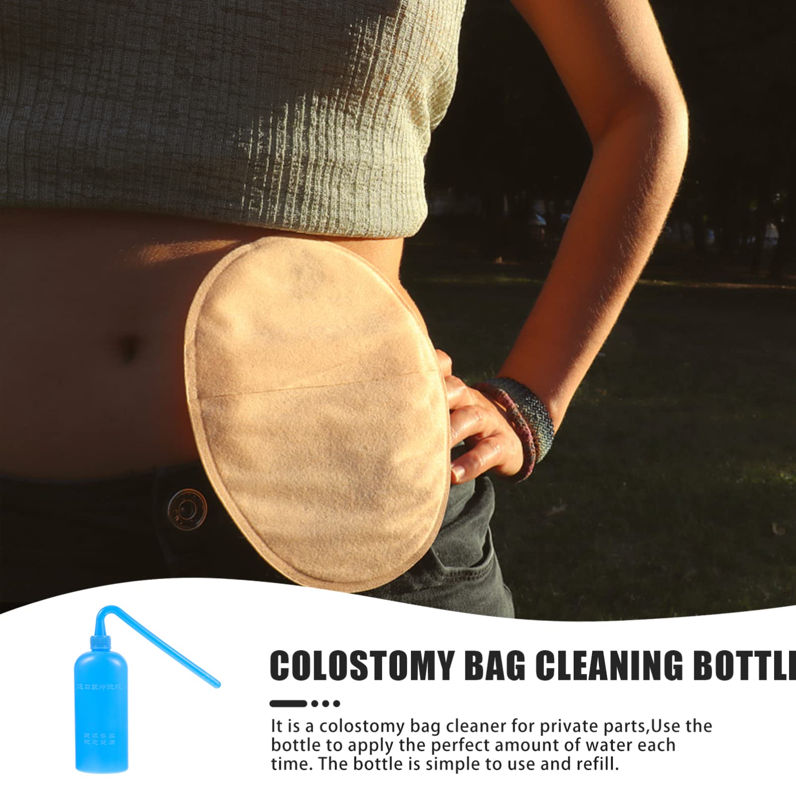 ULTECHNOVO 4-Pack Ostomy Bags with Leak-Proof Cleaning Bottle - Stoma Care Accessories Kit for Post-Surgery Hygiene & Daily Use | Includes Wash Bottle, Plastic Cleaner & Essential Stoma Bag Supplies