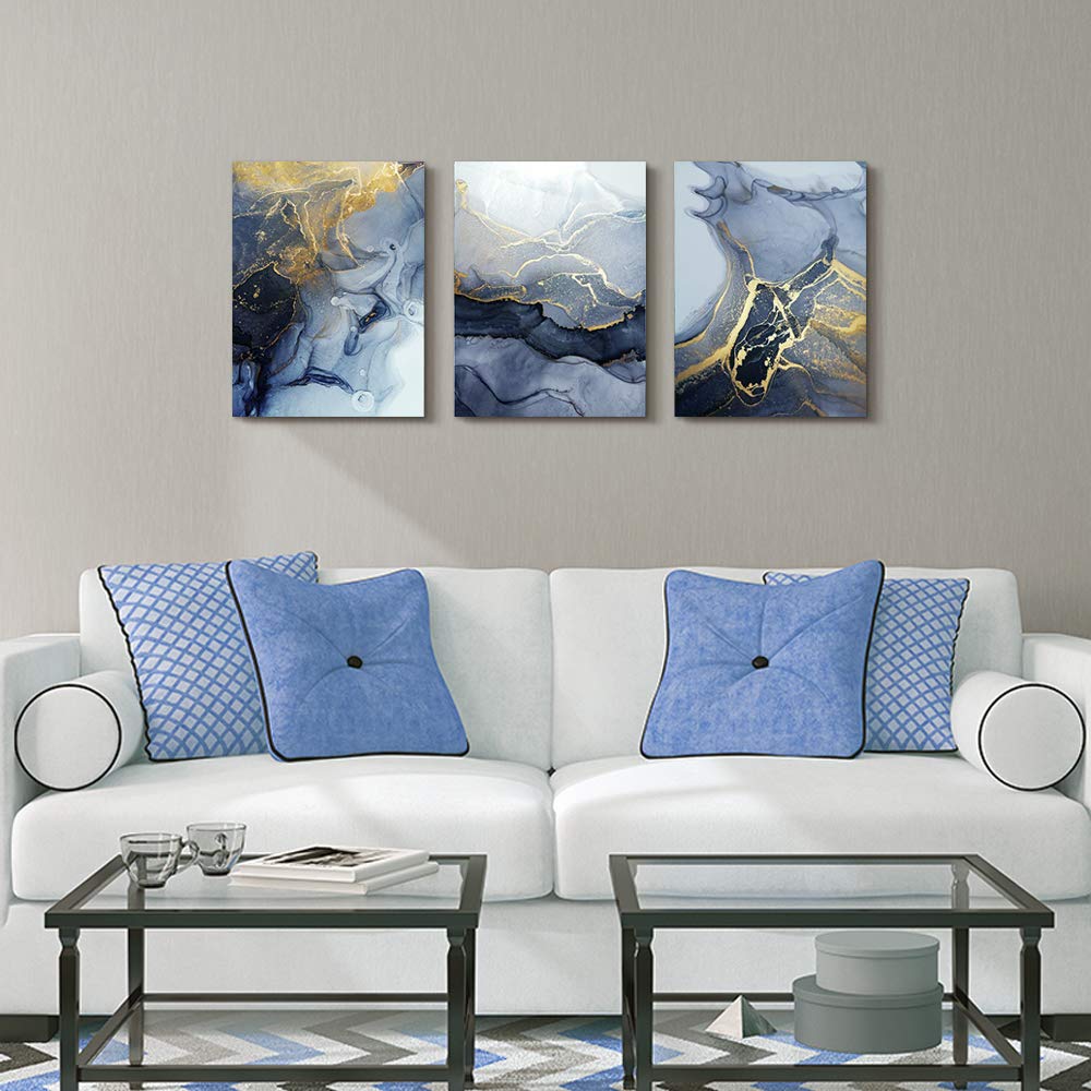 Abstract Wall Art Paintings - Modern Ink Wall Decor for Living Room, Bedroom, Office & Bathroom - 3 Panel Set (16x24 Inch Each) - Perfect for Home Decor, Gifts & Interior Design