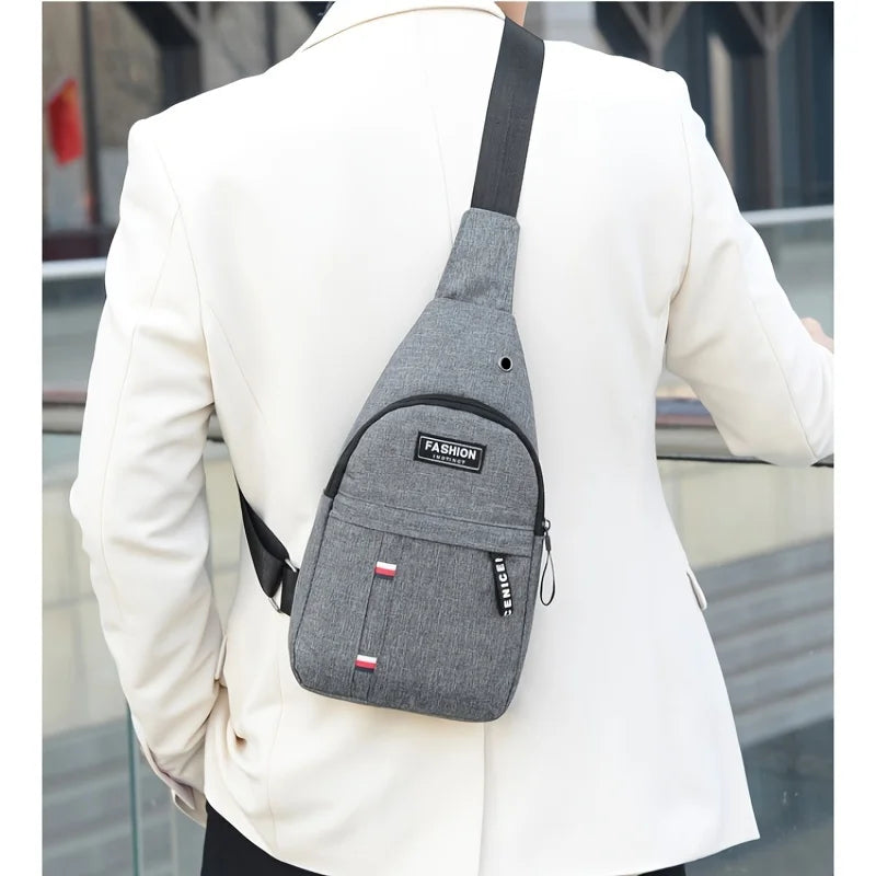 Men's Small Canvas Crossbody Chest Bag - Lightweight Multifunctional Sling Bag for Outdoor Sports, Travel, Hiking & Camping - Perfect for Daily Use, Gym, Cycling and Urban Adventures