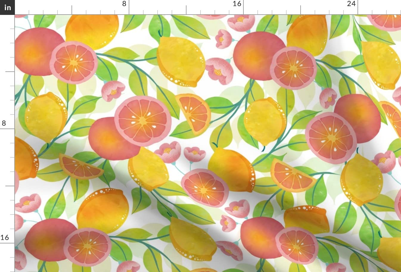 Premium Spoonflower Fabric - Citrus Fruit Summer Print (Grapefruit, Oranges, Lemons) in Yellow, Pink & Green on Soft Minky Fabric by The Yard - Perfect for Sewing Baby Blankets, Quilt Backing & Plush Toys - DIY Nursery Decor & Summer Craft Projects