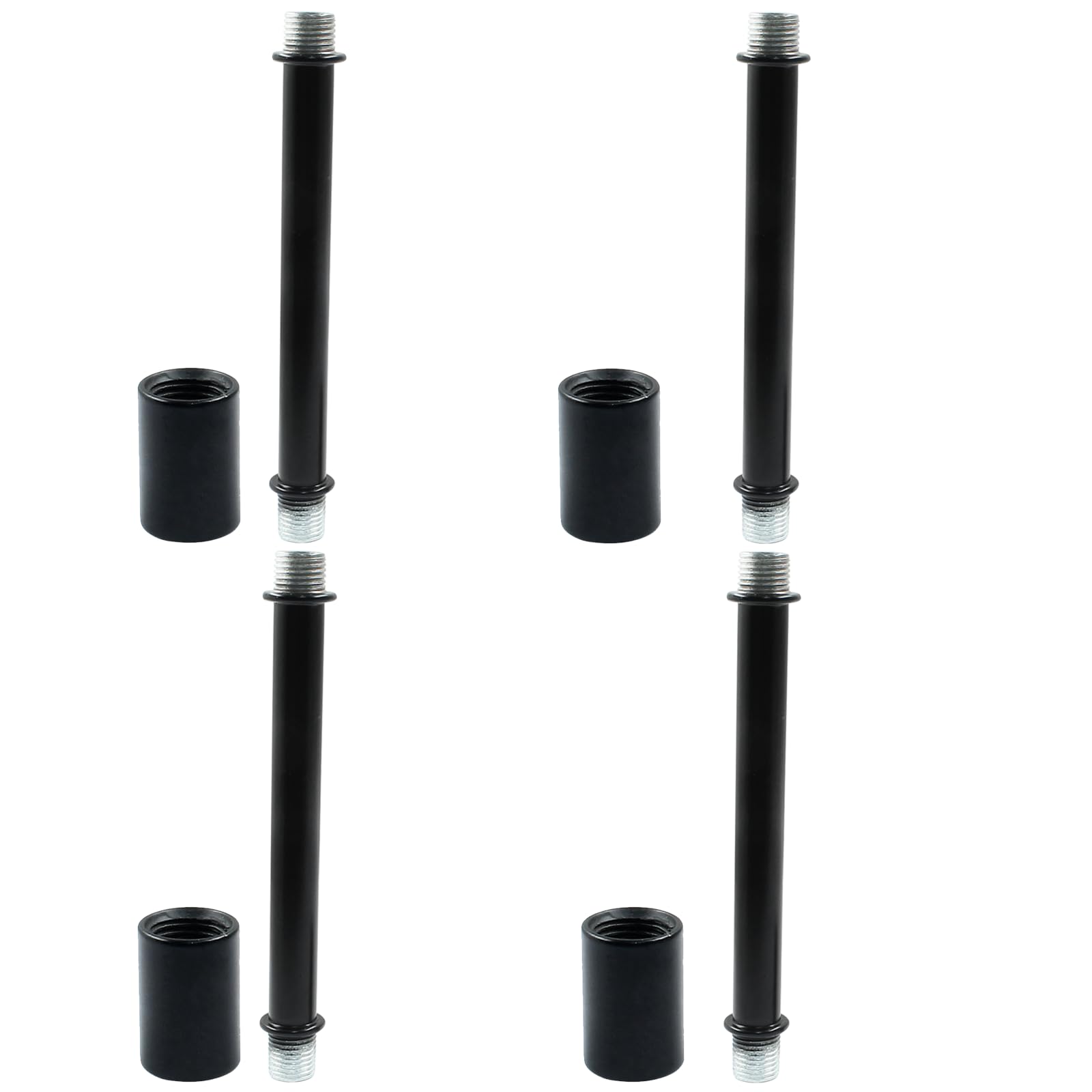 Litoexpe 4-Pack Black Double End Straight Pipe Lamp Stem Kit - 100mm (3.94