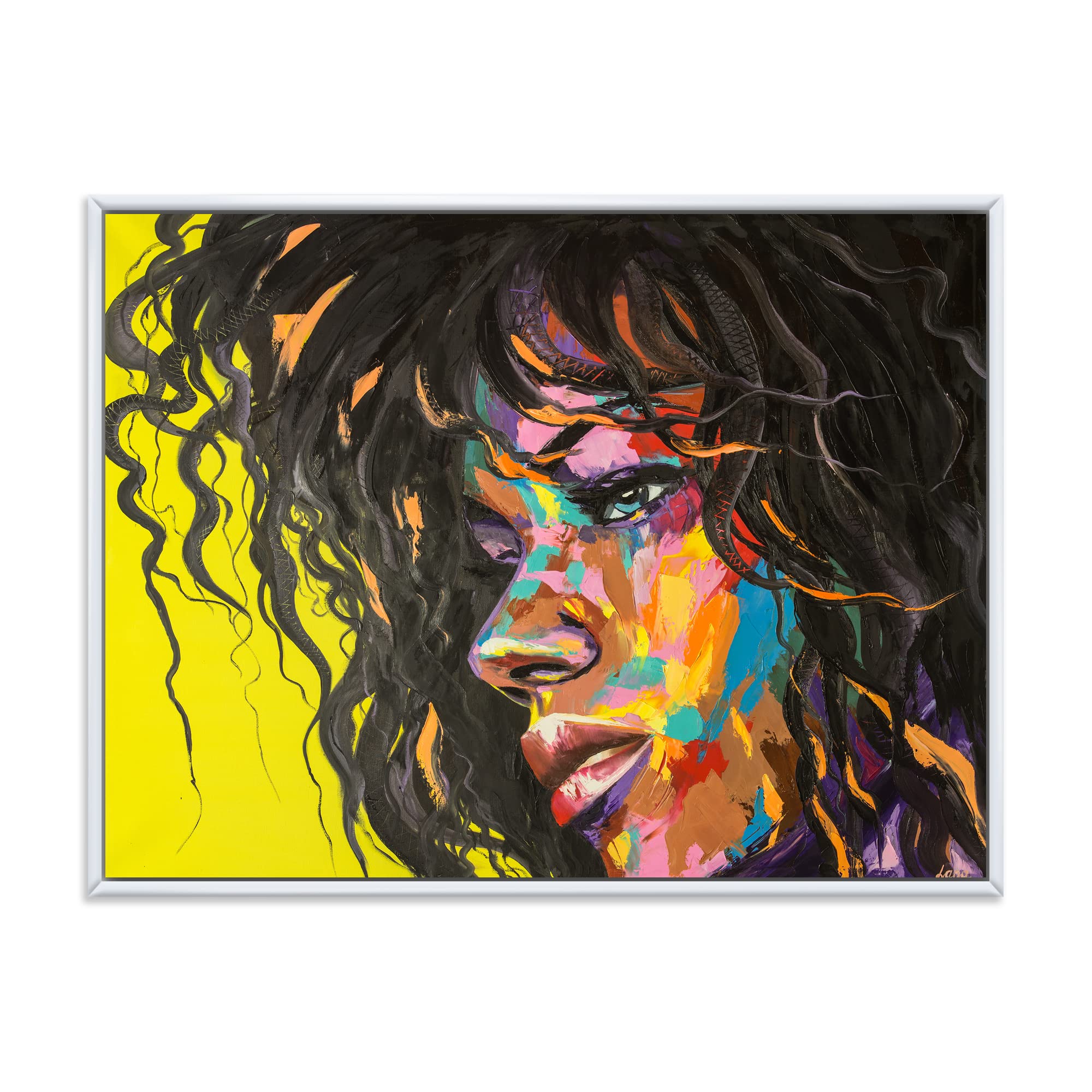 DesignQ Colorful Fantasy Portrait of a Young Woman I - Modern Framed Canvas Wall Art Print for Living Room, Bedroom & Office Decor | Vibrant Home Wall Decorations