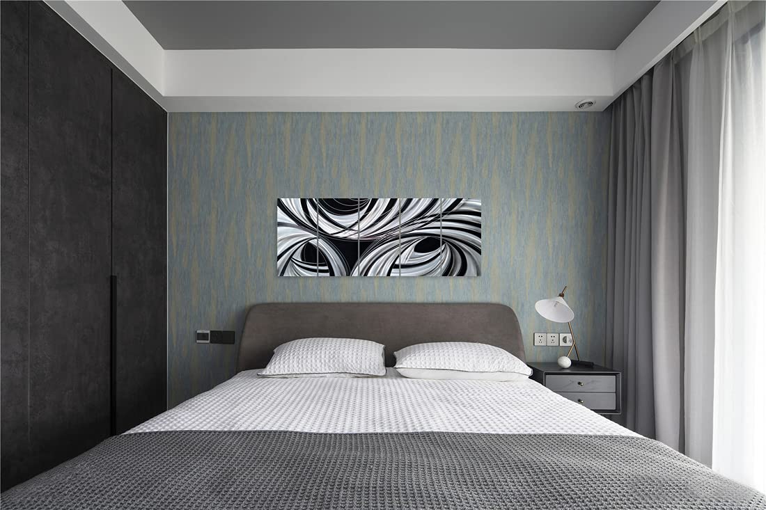 Handcrafted Abstract Black and White Metal Wall Art - Modern Aluminum Sculpture for Living Room, Bedroom & Dining Room Decor | Contemporary Home Accent for Office & Gallery Spaces