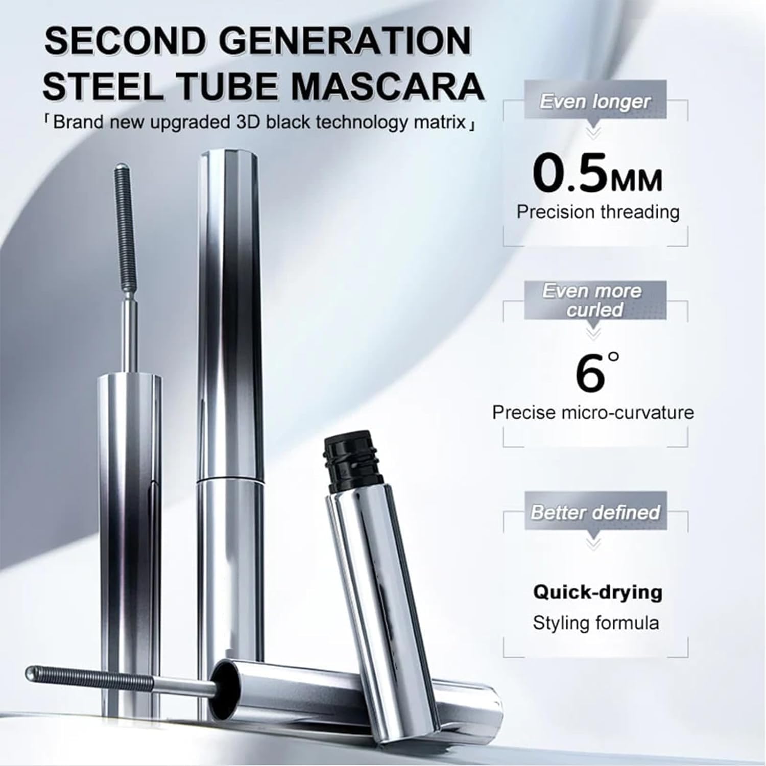 Waterproof Long Lasting Curling Iron Wand Mascara - Black Volumizing & Lengthening Mascara for Dramatic Lashes | Perfect for Everyday Wear, Parties & Special Occasions