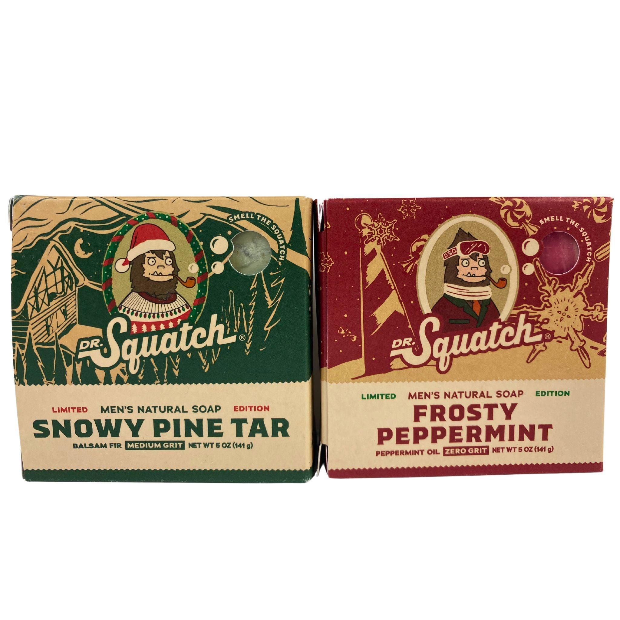 Dr. Squatch Limited Edition Snowy Pine Tar & Frosty Peppermint Natural Soap for Men - 5oz (45-Piece Bulk Pack) - Holiday Gift Set, Christmas Stocking Stuffer & Winter Skincare Routine