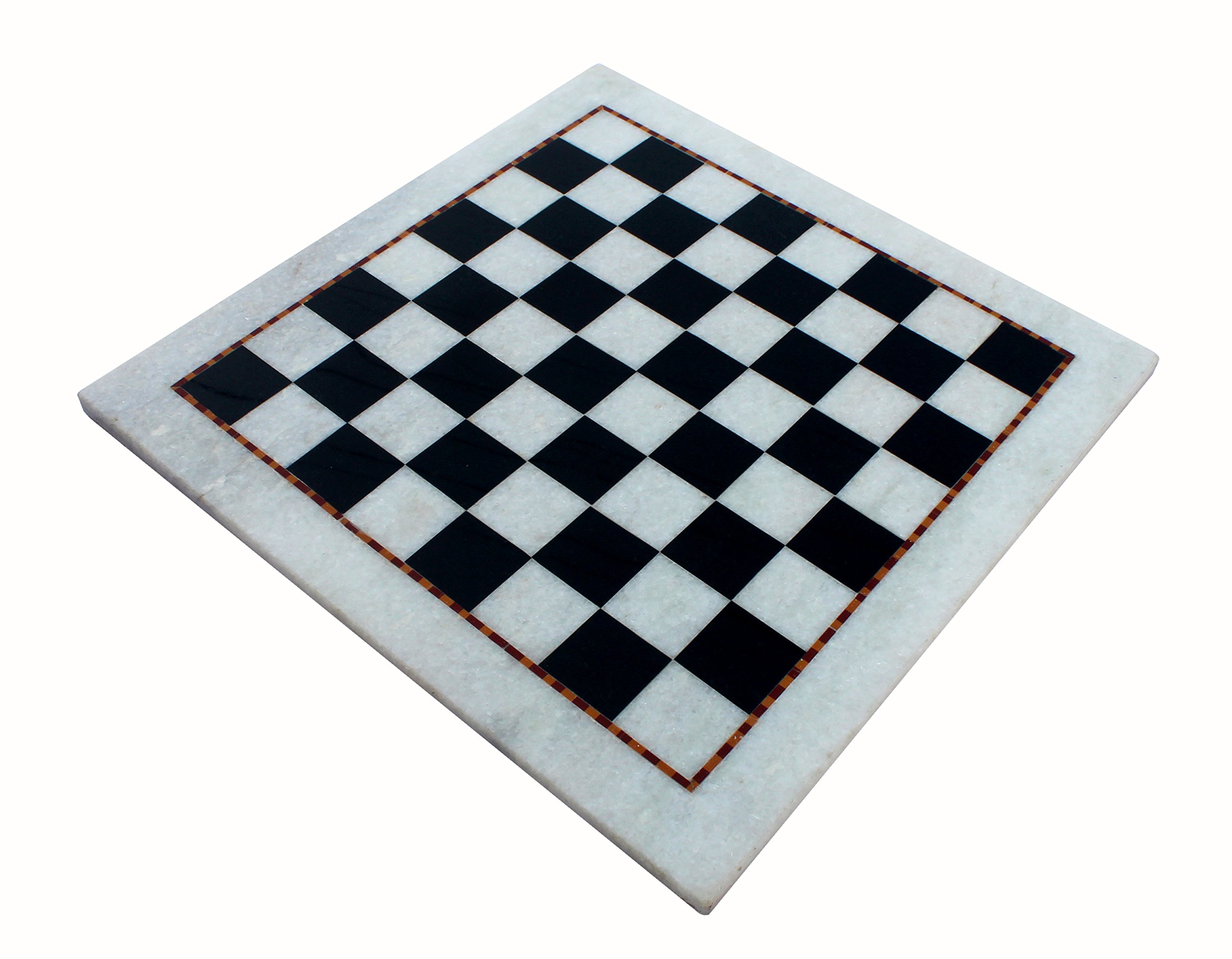 StonKraft Collectible White Natural Stone & Black Marble Chess Board Set - 15 Inch Decorative Chessboard for Home Décor, Game Room, and Office Display - Perfect for Chess Enthusiasts and Interior Design