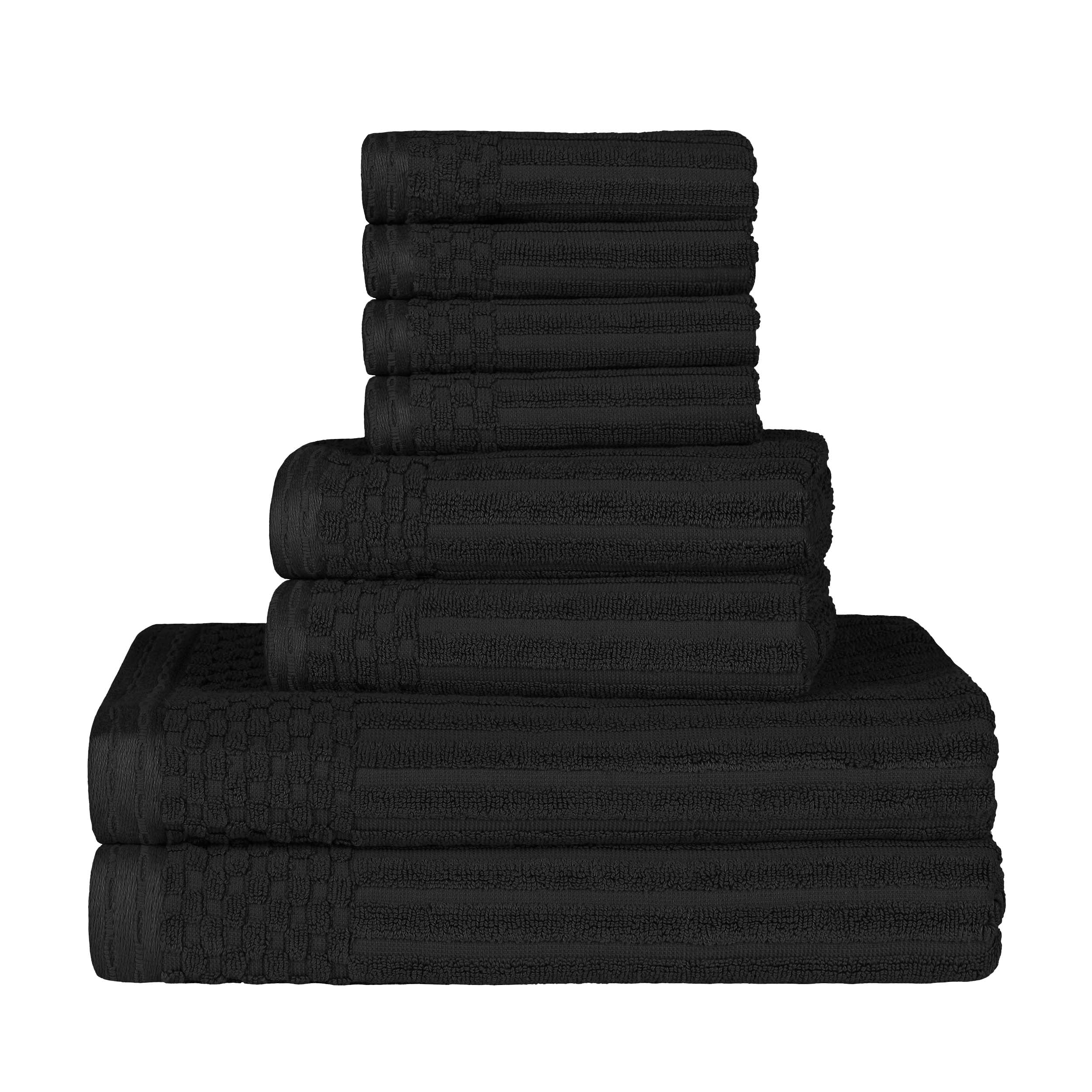 Premium 8-Piece Cotton Ribbed Towel Set - Soft, Absorbent & Medium Weight Bath Towels for Spa, Gym & Luxury Home Use