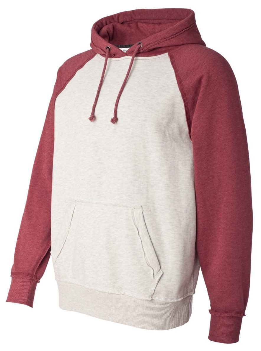 J America Vintage Heather Pullover Hoodie for Men - Soft Cotton Blend, Oatmeal Heather & Army Green, Medium Size | Perfect for Casual Wear, Outdoor Activities & Street Style