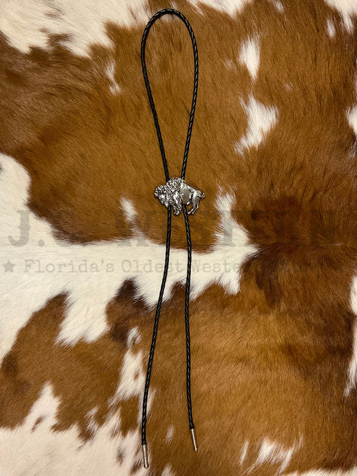 Fashionwest 2421 Bison Western Bolo Tie - Sterling Silver Western Necklace for Men - Perfect for Cowboy Outfits, Rodeo Events & Western Fashion Accessories