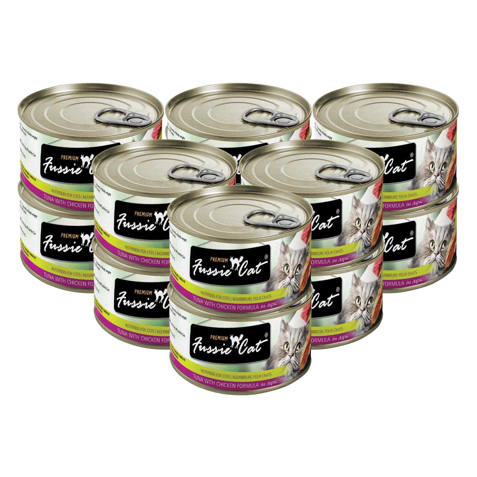 Premium Fussie Cat Tuna & Chicken Wet Cat Food - 24 Pack (5.5oz Cans) | High Protein Grain-Free Recipe for Adult Cats | Perfect for Mealtime, Travel & Picky Eaters