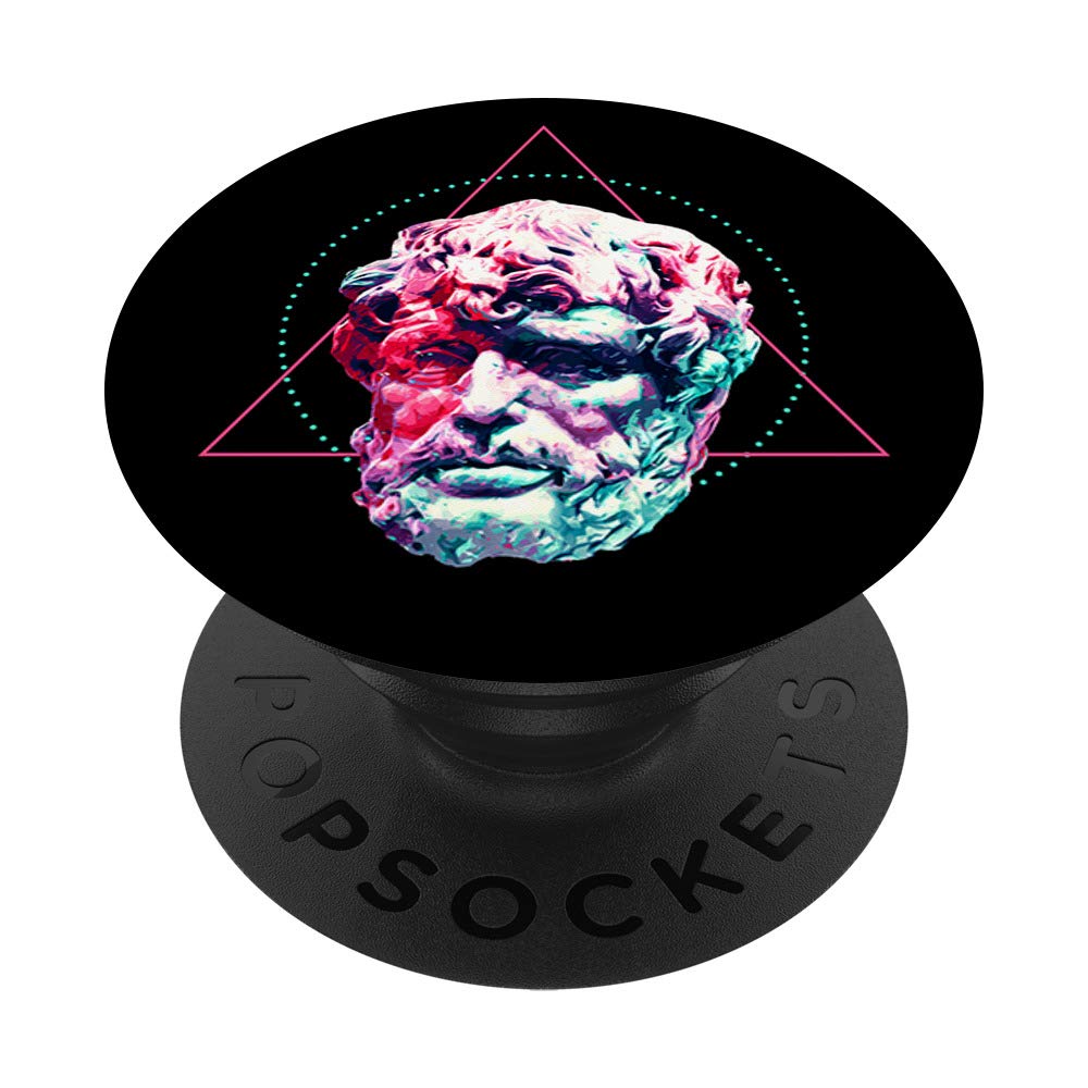 Stoic Seneca Colorful Geometric Portrait Phone Grip - Swappable PopSocket for iPhone, Samsung & Tablets | Motivational PopGrip for Daily Inspiration & Phone Protection
