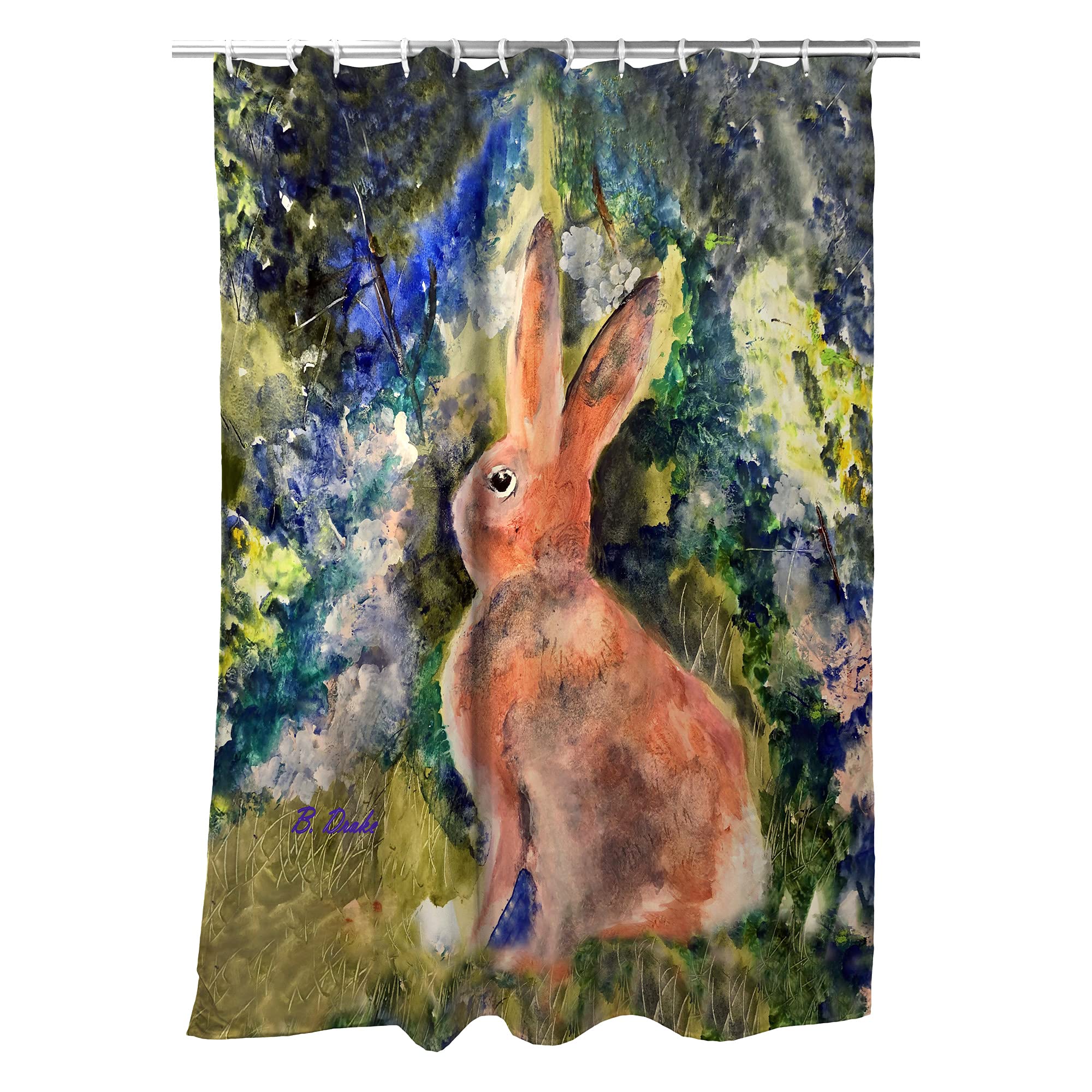 Betsy Drake Cotton Tail Shower Curtain - Waterproof Bathroom Decor with Cute Rabbit Design - Perfect for Kids' Bathrooms, Nursery Decor & Farmhouse Style Homes