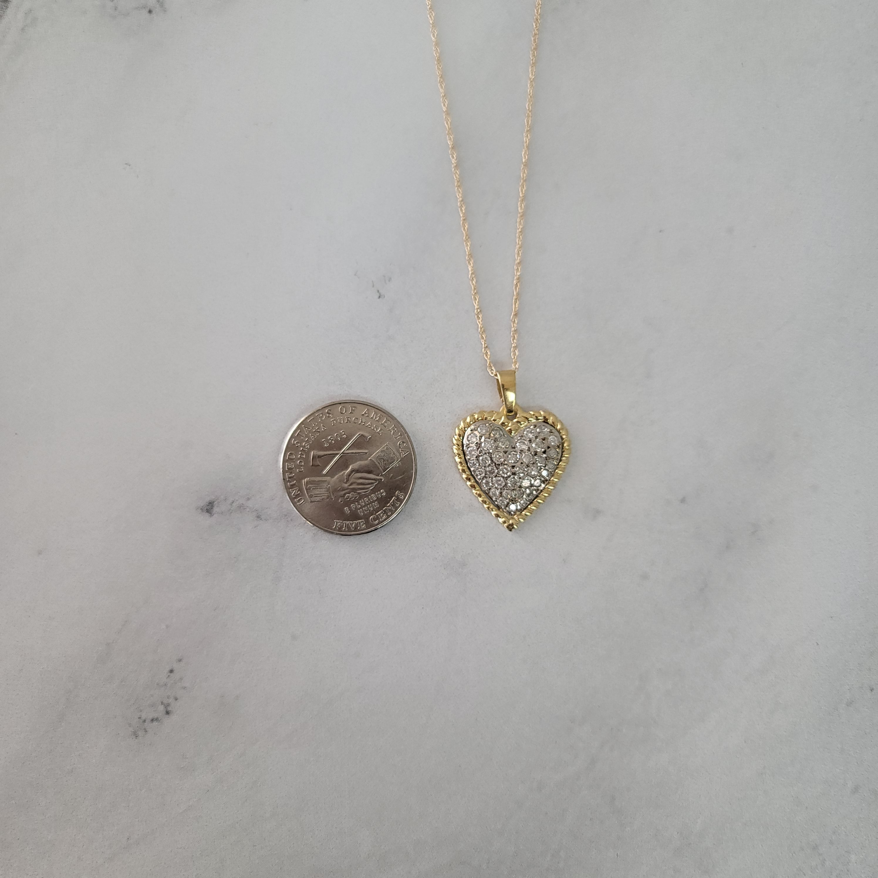 14K Two-Tone Gold Heart Shaped Pave Diamond Necklace for Women - Perfect Gift for Valentine's Day, Anniversary & Special Occasions