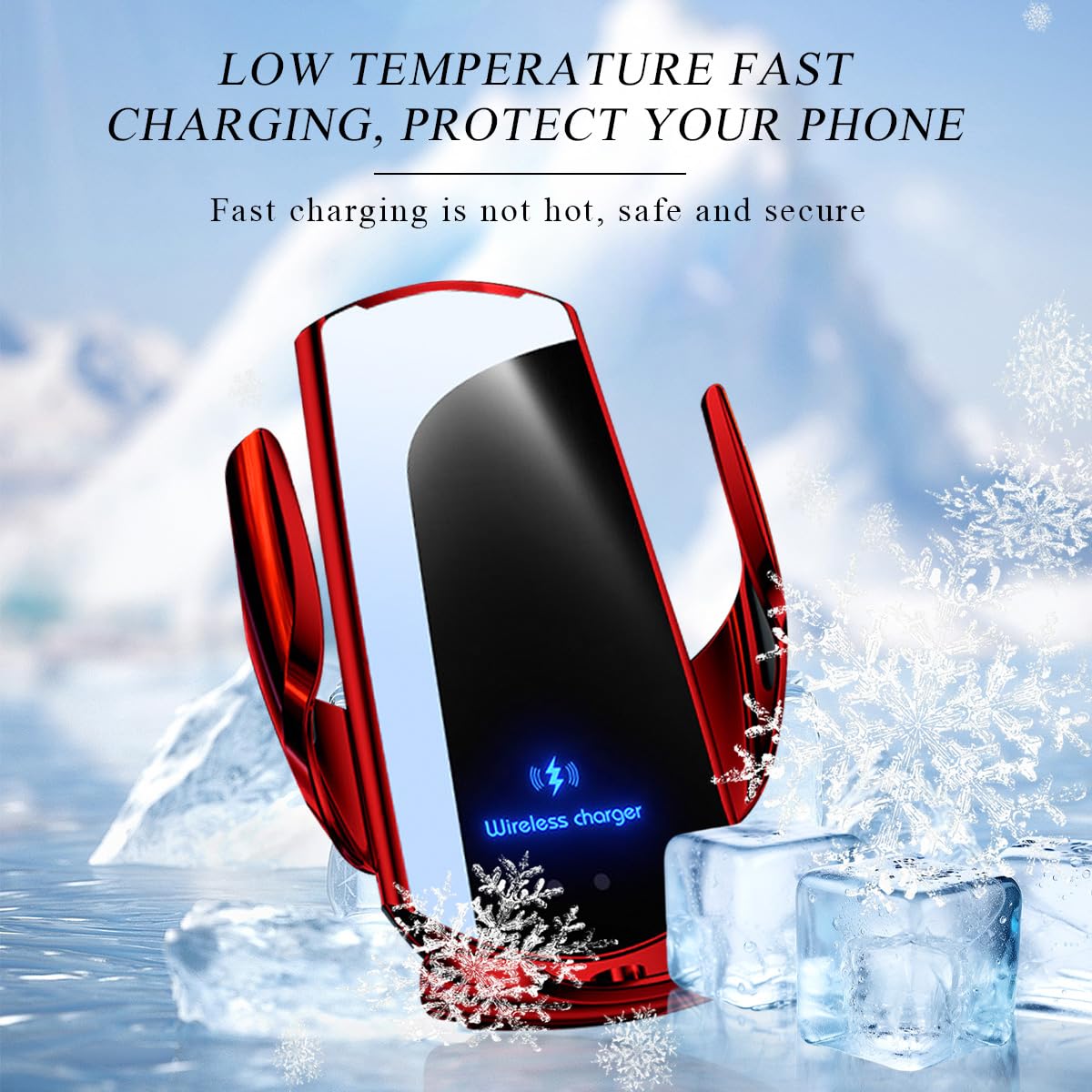 15W Fast Wireless Car Charger Mount - Universal Air Vent Phone Holder for iPhone, Samsung, Pixel - Auto-Clamping & Secure Grip for Safe Driving - Perfect for Commuting, Road Trips & GPS Navigation (Red)