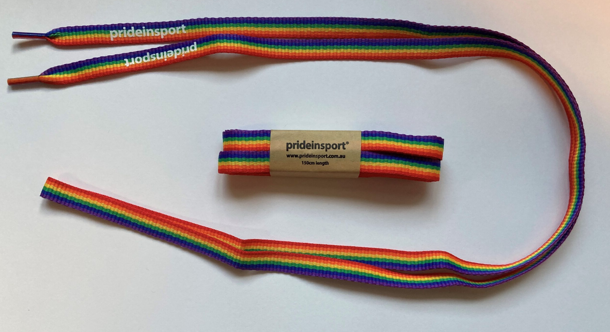 Pride in Sport Long Rainbow Shoelaces (150cm) - Colorful LGBTQ+ Support for Running, Walking & Athletic Shoes