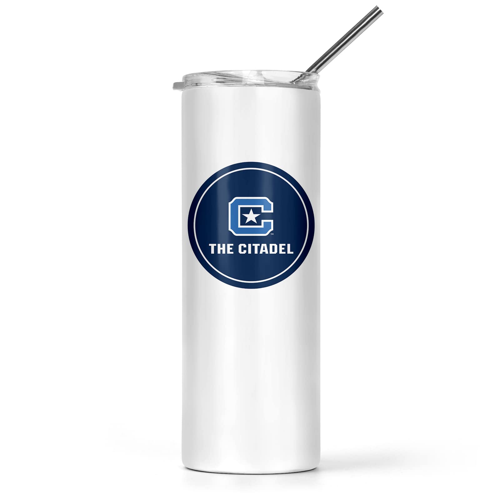The Citadel Skinny Stainless Steel Tumbler with Straw & Lid - 20oz Double Wall Insulated Water Bottle - Keeps Drinks Hot/Cold for Hours - Perfect for Office, Gym, Travel & Outdoor Activities