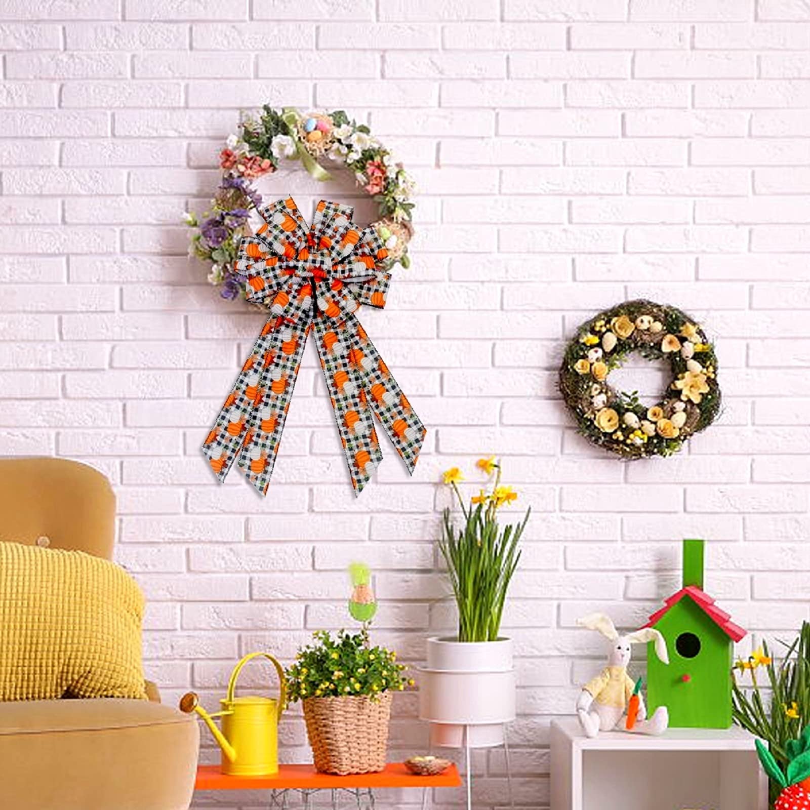 Fall Bows for Wreaths - Buffalo Plaid Thanksgiving Decor for Doors