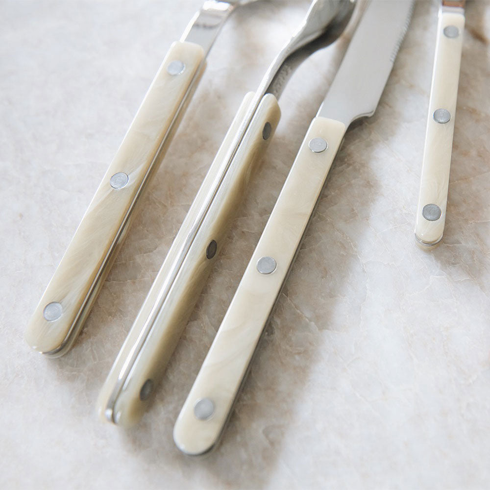 Premium Stainless Steel Cream Flatware Set - 20-Piece Silverware Set for Dining, Kitchen & Entertaining - Elegant Cutlery for Restaurants, Weddings & Everyday Use