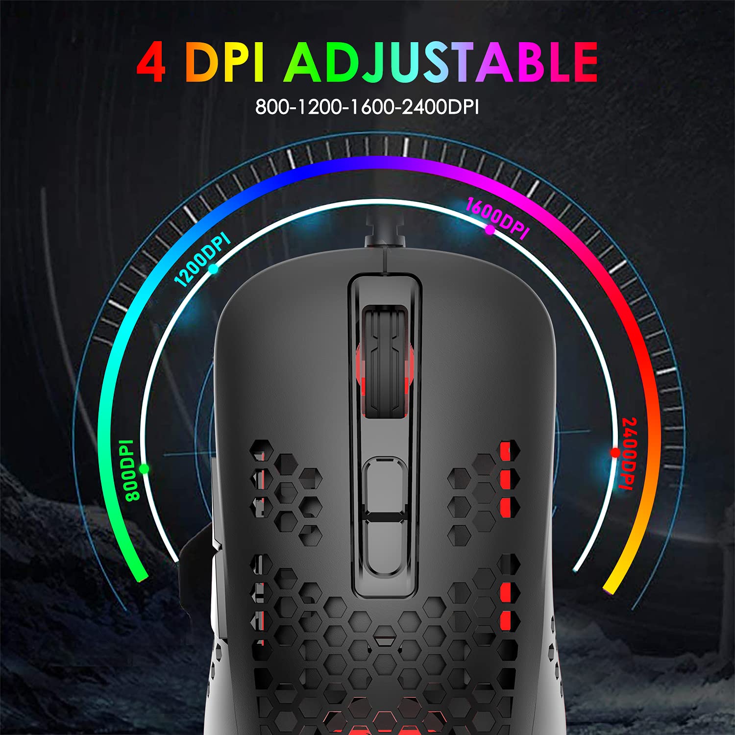 KUIYN 60% Wired Compact Gaming Keyboard & Honeycomb Optical Mouse Combo - 61 Keys RGB Backlit, Anti-Ghosting, Includes Mouse Pad - Perfect for PC Gamers, Esports & Streaming Setups