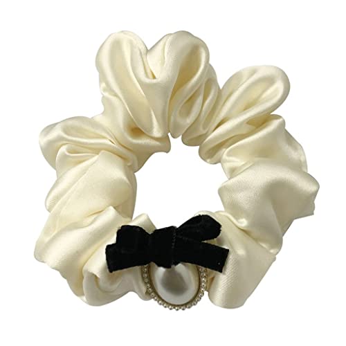 Elegant White Pearl Hair Band for Women - High Elasticity Seamless Spiral Hair Tie with Bow | Perfect for Weddings, Parties & Everyday Styling (Color: A)