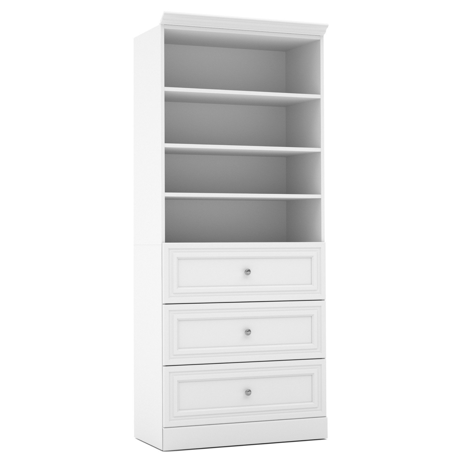 Bestar 36-inch White Closet Organizer with Drawers - Versatile Storage Solution for Bedroom, Bathroom, Pantry, Mudroom & Entryway - Perfect for Small Spaces & Home Organization (36W)