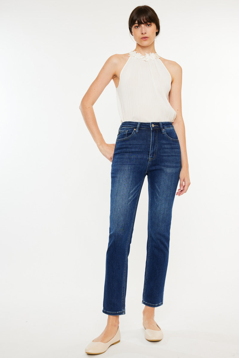 Adaline Essentials High Rise Slim Straight Leg Jeans for Women - Comfortable Stretch Denim Pants for Casual Wear, Office & Everyday Outfits