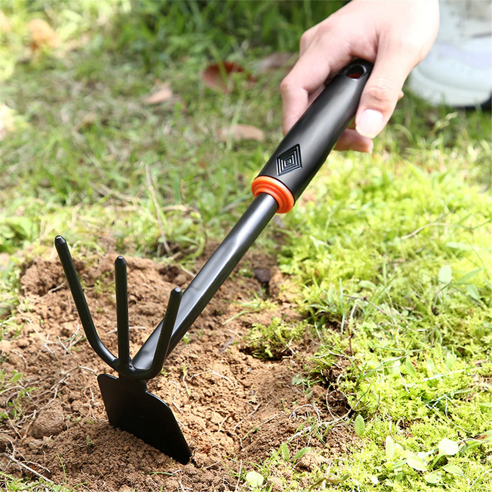 4-Piece Mini Garden Tool Set - Stainless Steel Shovel, Hoe, Rake with Comfortable Rubber Handle - Perfect for Indoor Plants, Small Gardens & Balcony Gardening