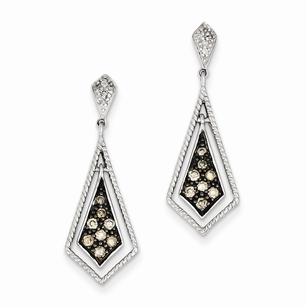 14K Sterling Silver Champagne Diamond Geometric Post Earrings for Women – Perfect for Weddings, Parties & Special Occasions