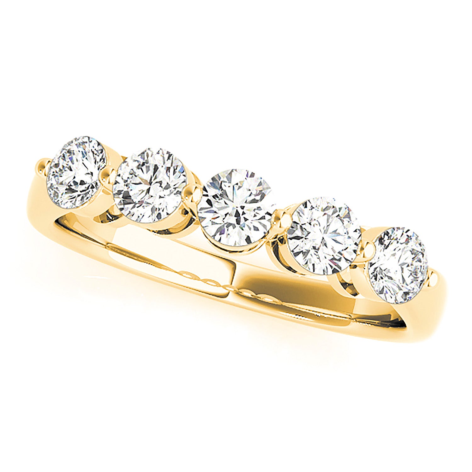 1.00 CTW Round Diamond Wedding Band - 5 Stone Anniversary Ring for Women - Elegant Bridal Jewelry - Perfect for Engagement, Proposal & Special Occasions