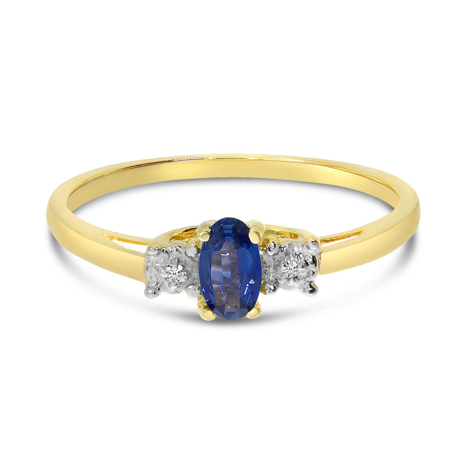 14K Yellow Gold Sapphire and Diamond Ring for Women - Elegant Engagement, Wedding, or Anniversary Jewelry Gift