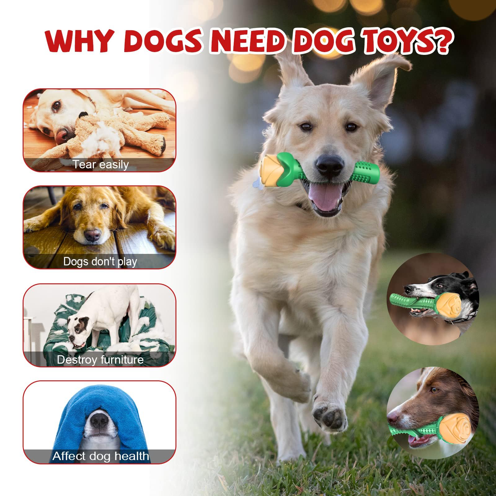 Durable Dog Toys for Aggressive Chewers - Interactive Chew Toys for Training & Teeth Cleaning - Champagne & Rose Colors - Perfect for Large Breed Dogs & Puppy Teething Relief