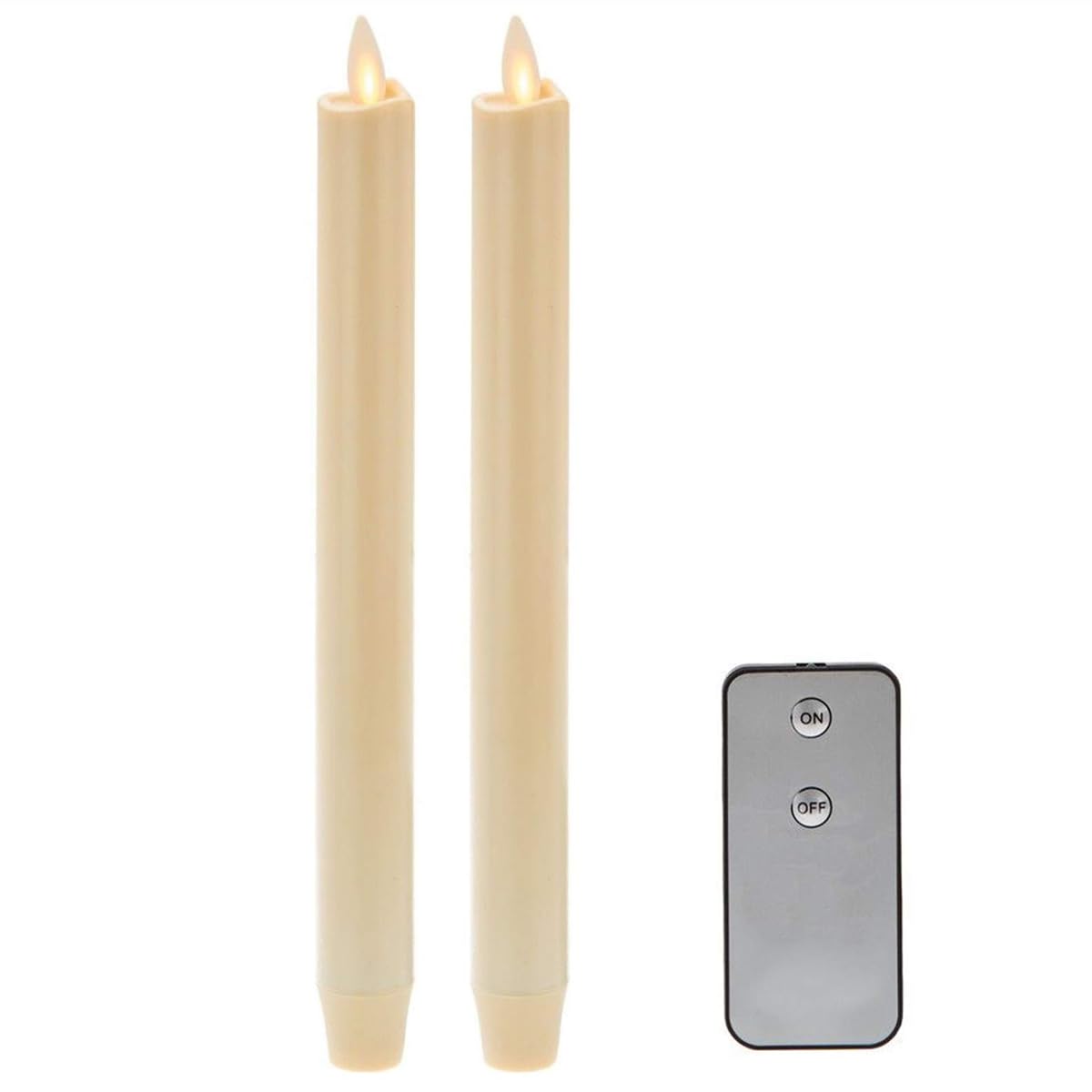 NONNO&ZGF 2-Pack 8-Inch Ivory Flameless LED Candles with Realistic Flickering Flame - Battery Operated Taper Candles with Timer & Remote Control for Home Decor, Wedding Centerpieces, and Romantic Dinner Ambiance