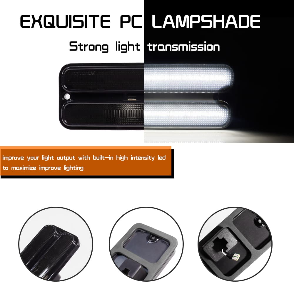 1968-1972 Chevy GMC Pickup Truck Front Bumper LED Side Marker Lights - White Smoked Lens for Classic Truck Restoration & Nighttime Safety